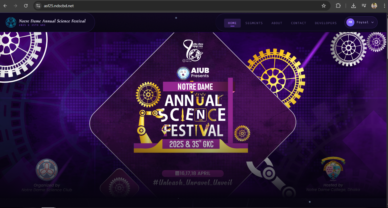 Web Dev - Notre Dame Annual Science Festival