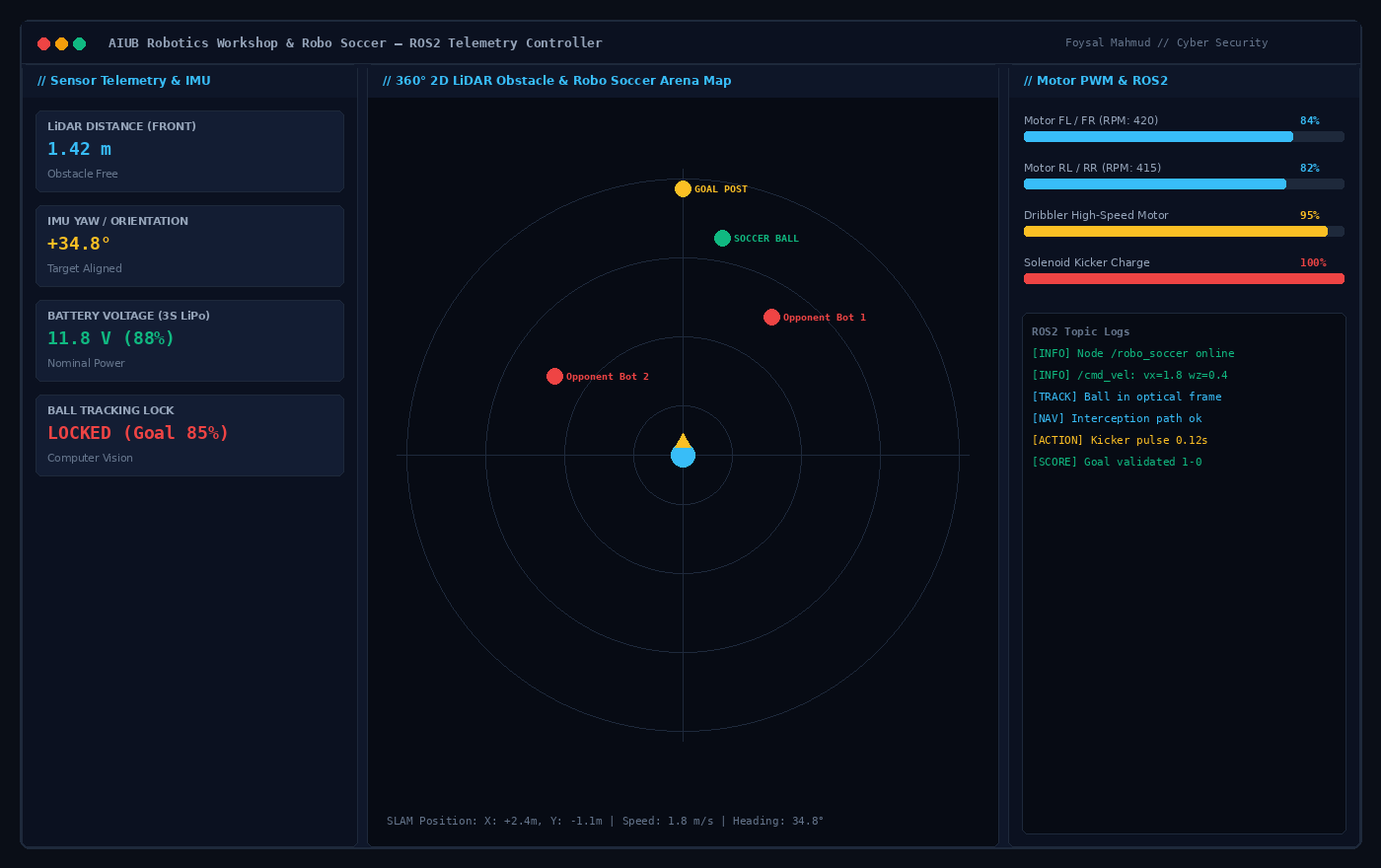 ROS2 Robotics Telemetry & 2D LiDAR Radar